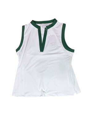 Smith & Quinn Kennedy Large White W/ Green Sleeveless Performance Golf Tank NWT